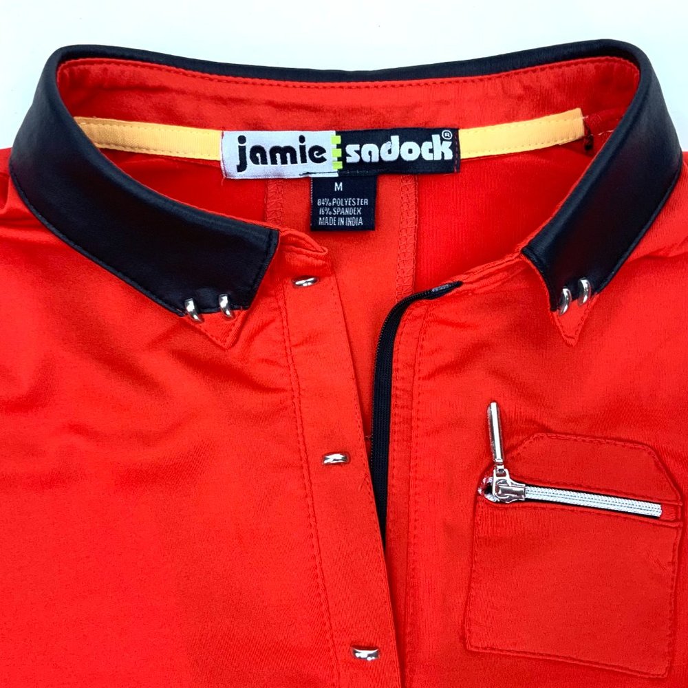 Jamie Sadock Red 1/4 Zip 3/4 Sleeve Golf Top Tee Medium - Picture 2 of 16